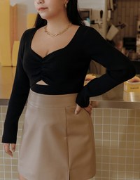 Long Sleeve Heart Collar Knit Top