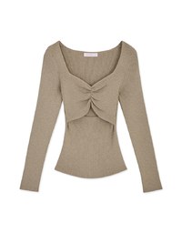 Long Sleeve Heart Collar Knit Top