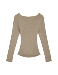Long Sleeve Heart Collar Knit Top