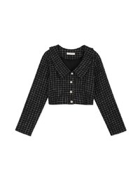 Small Bead Button Lapel Crop Top