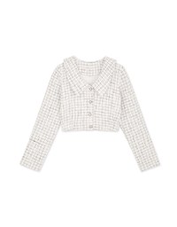 Small Bead Button Lapel Crop Top