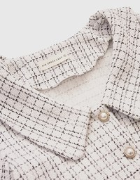 Small Bead Button Lapel Crop Top