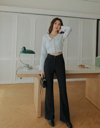 Small Bead Button Lapel Crop Top