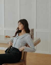 Small Bead Button Lapel Crop Top