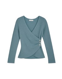 Overlap Scrunch V Neck Crop Top