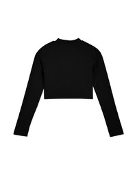 Mock Neck Plain Crop Fit Top
