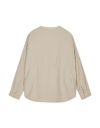 Collarless Plain Oversized Blouse Shirt