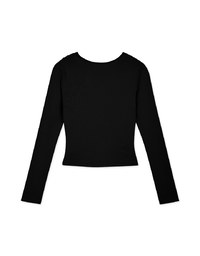 V Neck Ruched Crop Long Sleeve Top