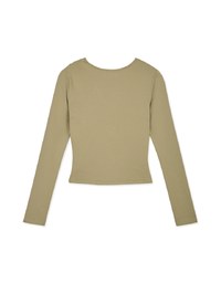 V Neck Ruched Crop Long Sleeve Top