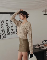 Side Slit High Waisted Faux Leather Skirt