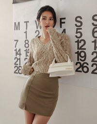 Side Slit High Waisted Faux Leather Skirt