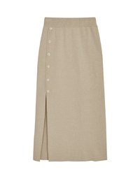 Side Button Style Slit Knit Skirt