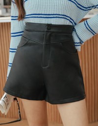Tailored High Waisted Faux Leather Shorts