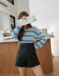 Tailored High Waisted Faux Leather Shorts