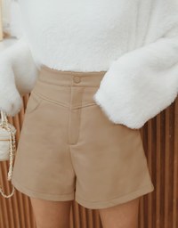 Tailored High Waisted Faux Leather Shorts