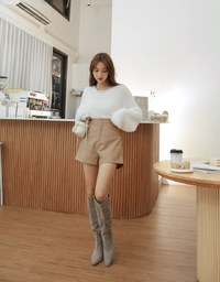 Tailored High Waisted Faux Leather Shorts