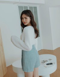 Textured Bias Button Skorts