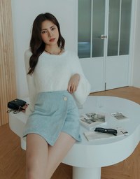 Textured Bias Button Skorts