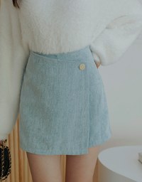 Textured Bias Button Skorts