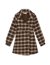 Checkered Lapel Diagonal Button Suit Dress