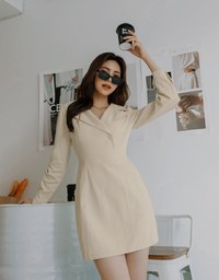 Stitched Lapel Denim Jeans Mini Dress