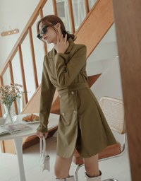 Double Belted Suit Dress (With Shoulder Pads)