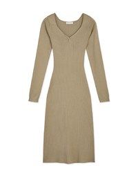 V Neck Slit Knit Maxi Dress