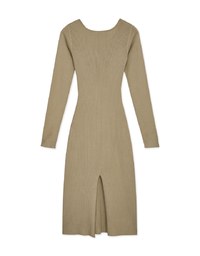 V Neck Slit Knit Maxi Dress