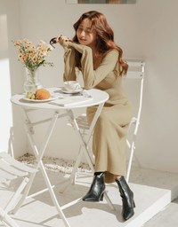 V Neck Slit Knit Maxi Dress