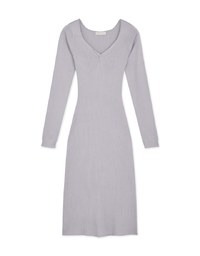 V Neck Slit Knit Maxi Dress