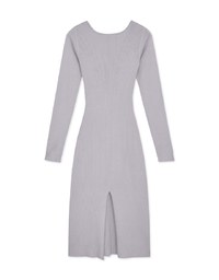 V Neck Slit Knit Maxi Dress