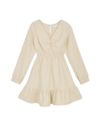 V Neck Scrunch Splice Ruffled Mini Dress