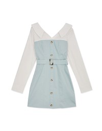 Button-Down Blouse Shirt s Mini Dress (With Belt)