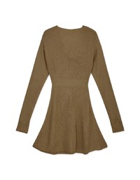 Overlapped V Neck Loose Knit Mini Dress