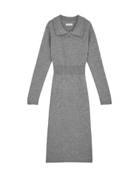 Lapel Zipper Loose Knit Maxi Dress