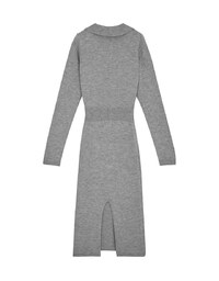 Lapel Zipper Loose Knit Maxi Dress