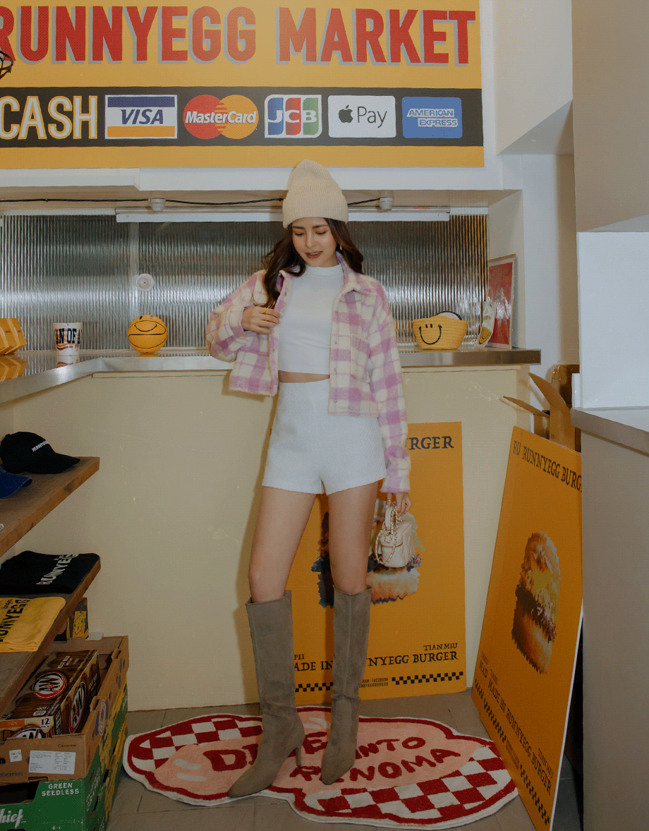 Plaid Lapel Fluffy Loose Blazer Jacket