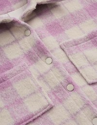 Plaid Lapel Fluffy Loose Blazer Jacket