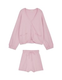 Laidback V Neck Loose Knit Short Set