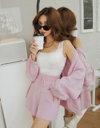 Laidback V Neck Loose Knit Short Set