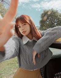 Round Neck Textured Knit Loose Crop Top