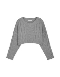 Round Neck Textured Knit Loose Crop Top