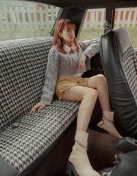 Round Neck Textured Knit Loose Crop Top