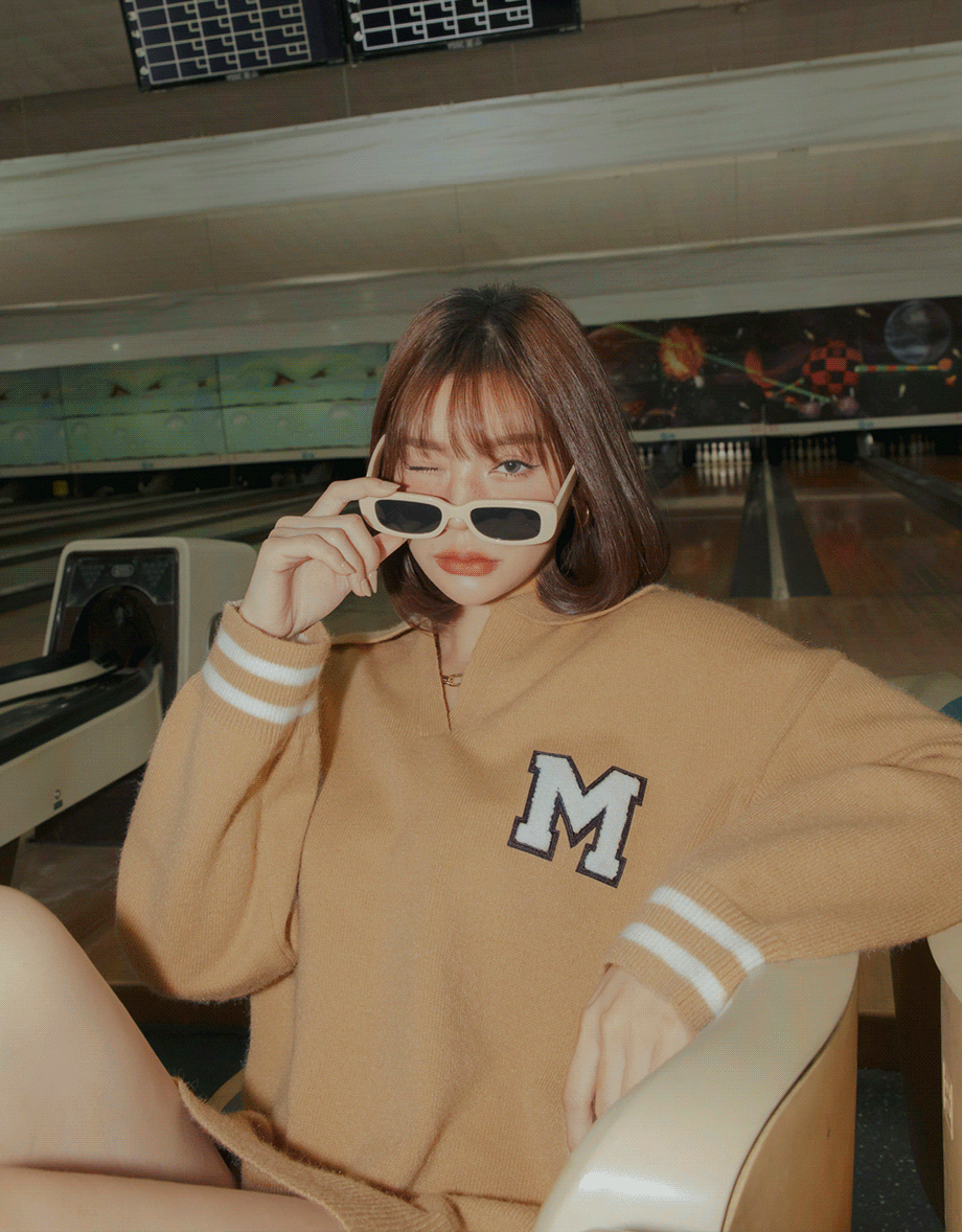 Preppy Lapel Collar Knit Top