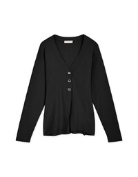 V-Neck Silver Button Slit Knit Blazer Jacket