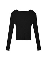 Square Neck Long Sleeve Knit Fit Top