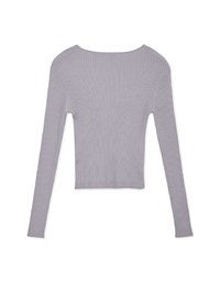 Square Neck Long Sleeve Knit Fit Top
