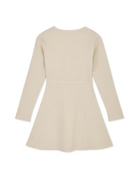 V Neck Buttoned Pocket Knit Mini Dress