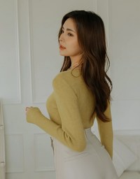 Round Neck Knit FItted Crop Top