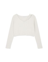 Single Strap Buttoned Knit Crop Top